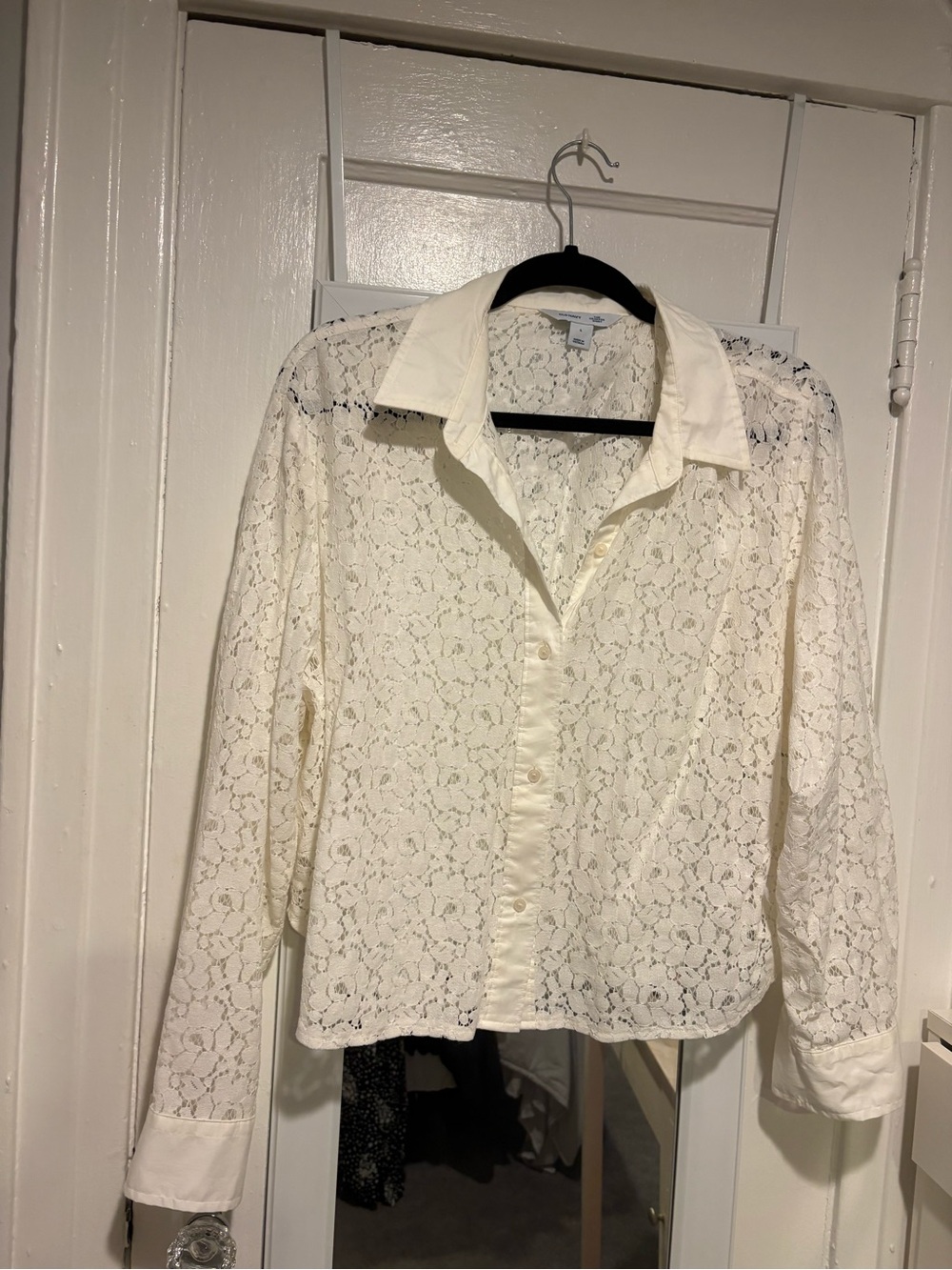 Old Navy Cream Lace Button-Down Shirt
